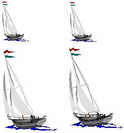 Векторное изображение (слева) можно,
в отличие от точенного (справа), масштабировать без потери четкости и деталей