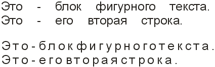 Корректировка межсловного (сверху) и межсимвольного за исключением пробелов (снизу) расстояний
