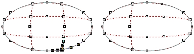 Сетка до (слева) и после (справа) удаления краевого узла