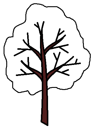 Инструментом Кисть, толщины 2, прорисовываем контур кроны дерева