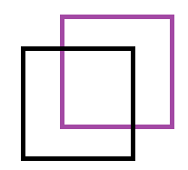 Наложить черный квадрат поверх цветного со сдвигом (фон при наложении прозрачный)